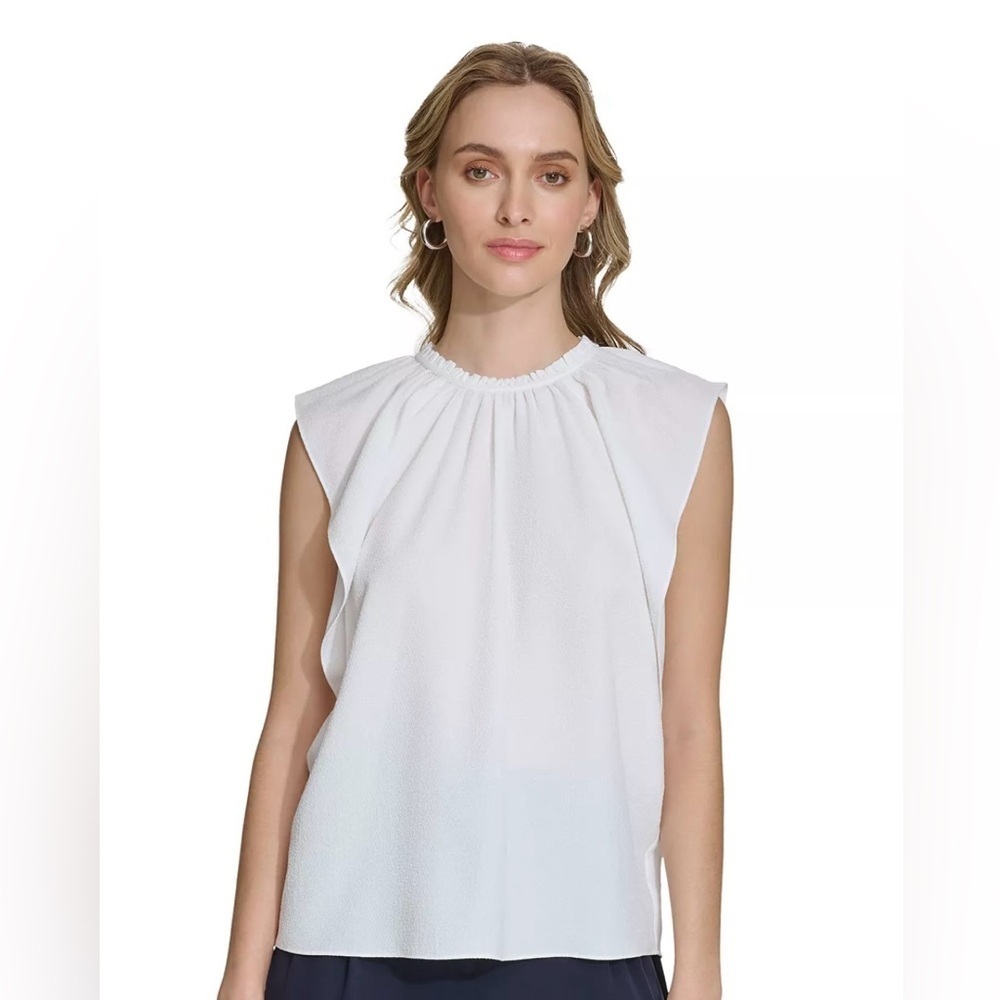 CALVIN KLEIN Women's Ruffled Cap Sleeve Top